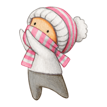 Watercolor hand drawn cute winter character png