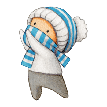 Watercolor hand drawn cute winter character png