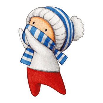 Watercolor hand drawn cute winter character png