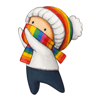 Watercolor hand drawn cute winter character png