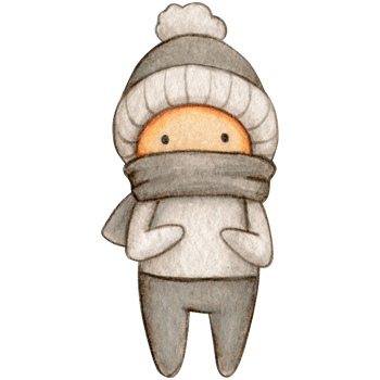 Watercolor hand drawn cute winter character png