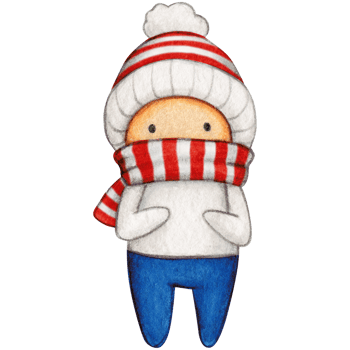 Watercolor hand drawn cute winter character png