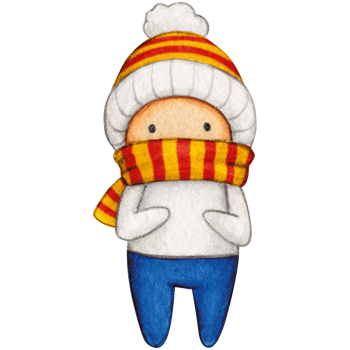 Watercolor hand drawn cute winter character png