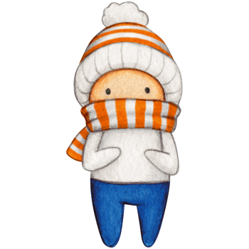 Watercolor hand drawn cute winter character png
