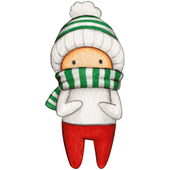 Watercolor hand drawn cute winter character png