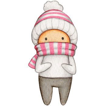 Watercolor hand drawn cute winter character png