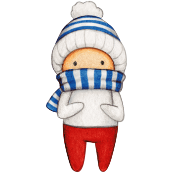 Watercolor hand drawn cute winter character png