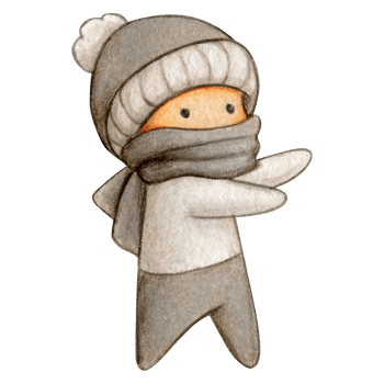 Watercolor hand drawn cute winter character png