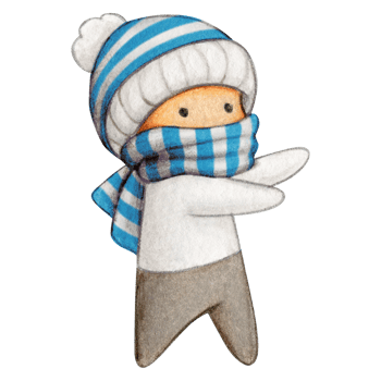Watercolor hand drawn cute winter character png