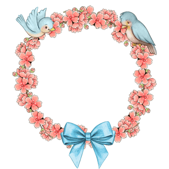 watercolor decorative cherry wreath png