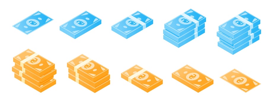 Ukrainian Hryvnia Banknote Isometric Icon Set vector