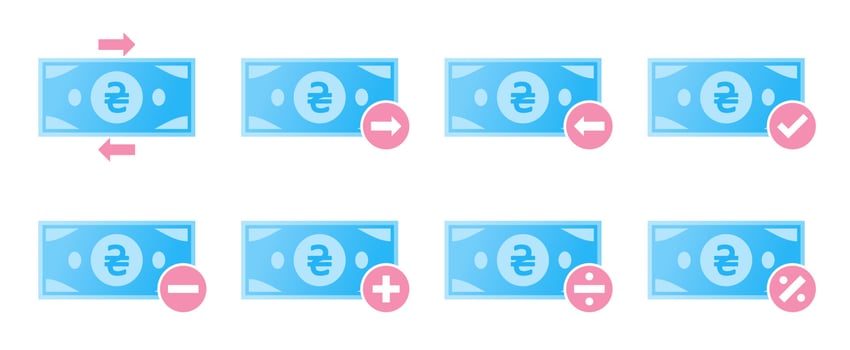 Ukrainian Hryvnia Money Transaction Icon Set vector