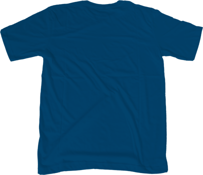 Classic blue t shirt mock up transparent background back side view. png