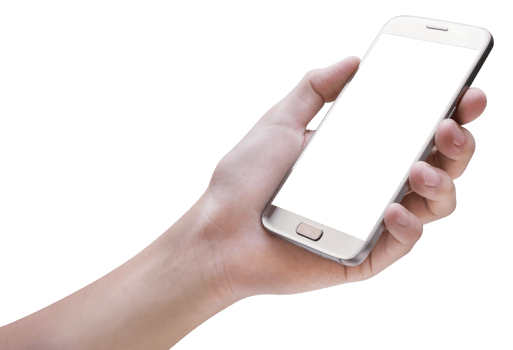 hand holding mobile smart phone  isolated png