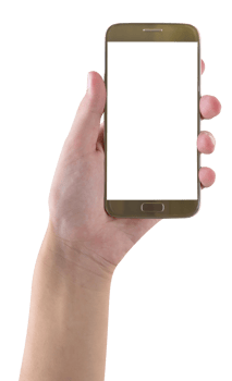 hand holding mobile smart phone  isolated png
