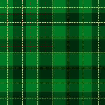 Green tartan background, gingham checkered pattern background vector