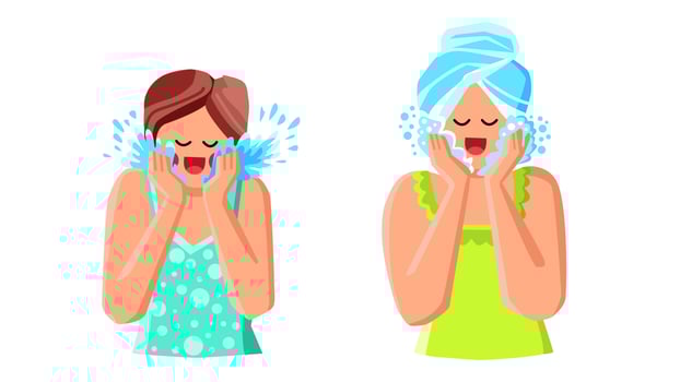 face wash woman vector