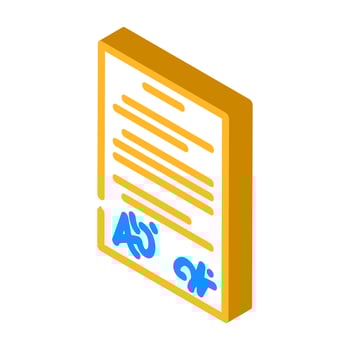 contract paper document isometric icon vector illustration