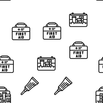 first aid kit medicine health vector seamless pattern