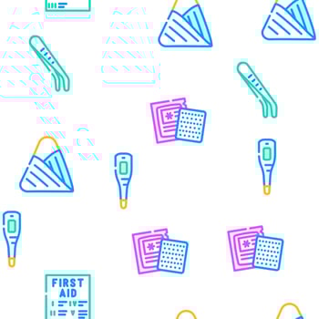 first aid kit medicine health vector seamless pattern