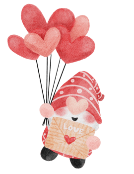 cute watercolour happy smile Valentine love gnome cartoon doodle hand drawn png