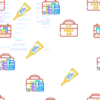 first aid kit medicine health vector seamless pattern