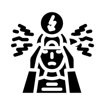 boy kid stress headache glyph icon vector illustration