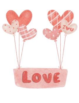 cute sweet whimsical watercolour heart shape balloons hand painting love valentine png