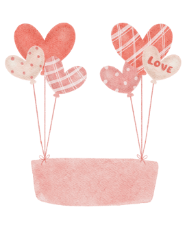cute sweet whimsical watercolour heart shape balloons hand painting love valentine png