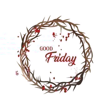 Jesus crown of thorns good friday on white background vector