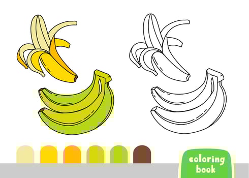 Coloring Book for Kids Banana Page for Books Magazines Coloring Vector Illustration