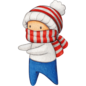 Watercolor hand drawn cute winter character png