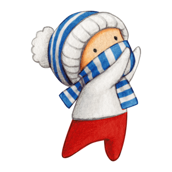Watercolor hand drawn cute winter character png