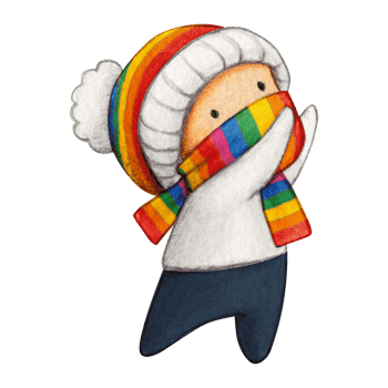 Watercolor hand drawn cute winter character png