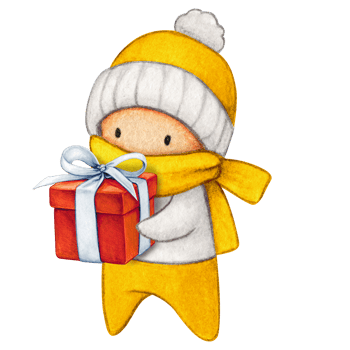 Watercolor hand drawn cute winter character png