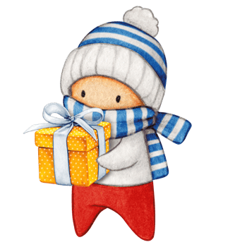 Watercolor hand drawn cute winter character png