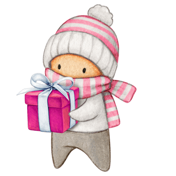 Watercolor hand drawn cute winter character png