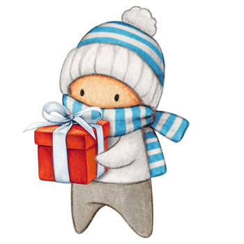 Watercolor hand drawn cute winter character png
