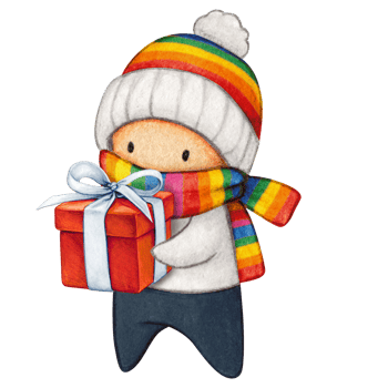 Watercolor hand drawn cute winter character png
