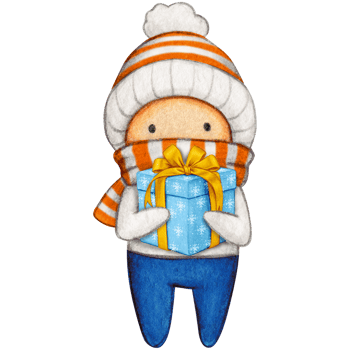 Watercolor hand drawn cute winter character png