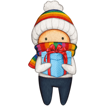 Watercolor hand drawn cute winter character png