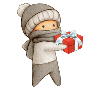 Watercolor hand drawn cute winter character png