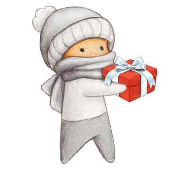 Watercolor hand drawn cute winter character png