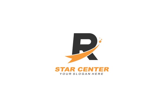 R star logo design inspiration. Vector letter template design for brand.