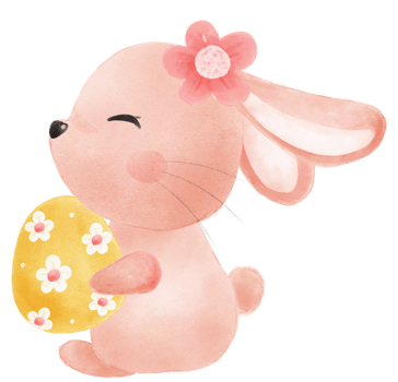 cute sweet kawaii happy smile baby bunny rabbit watercolour cartoon  kid animal spring Easter egg png