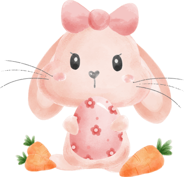 cute sweet kawaii happy smile baby bunny rabbit watercolour cartoon  kid animal spring Easter egg png