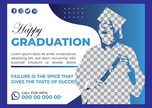 Happy Graduation Horizontal Flyer Template Design vector