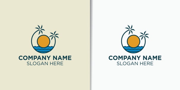 summer and beach vintage logo design vector, holidays logo design template vector