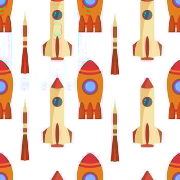 Seamless pattern with space rocket. Vector illustration.