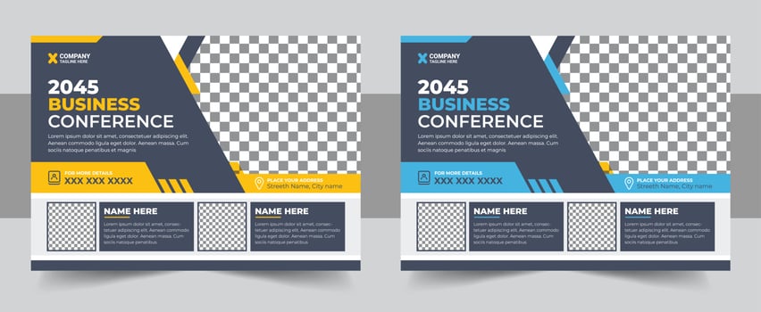 Corporate horizontal business conference flyer template design vector